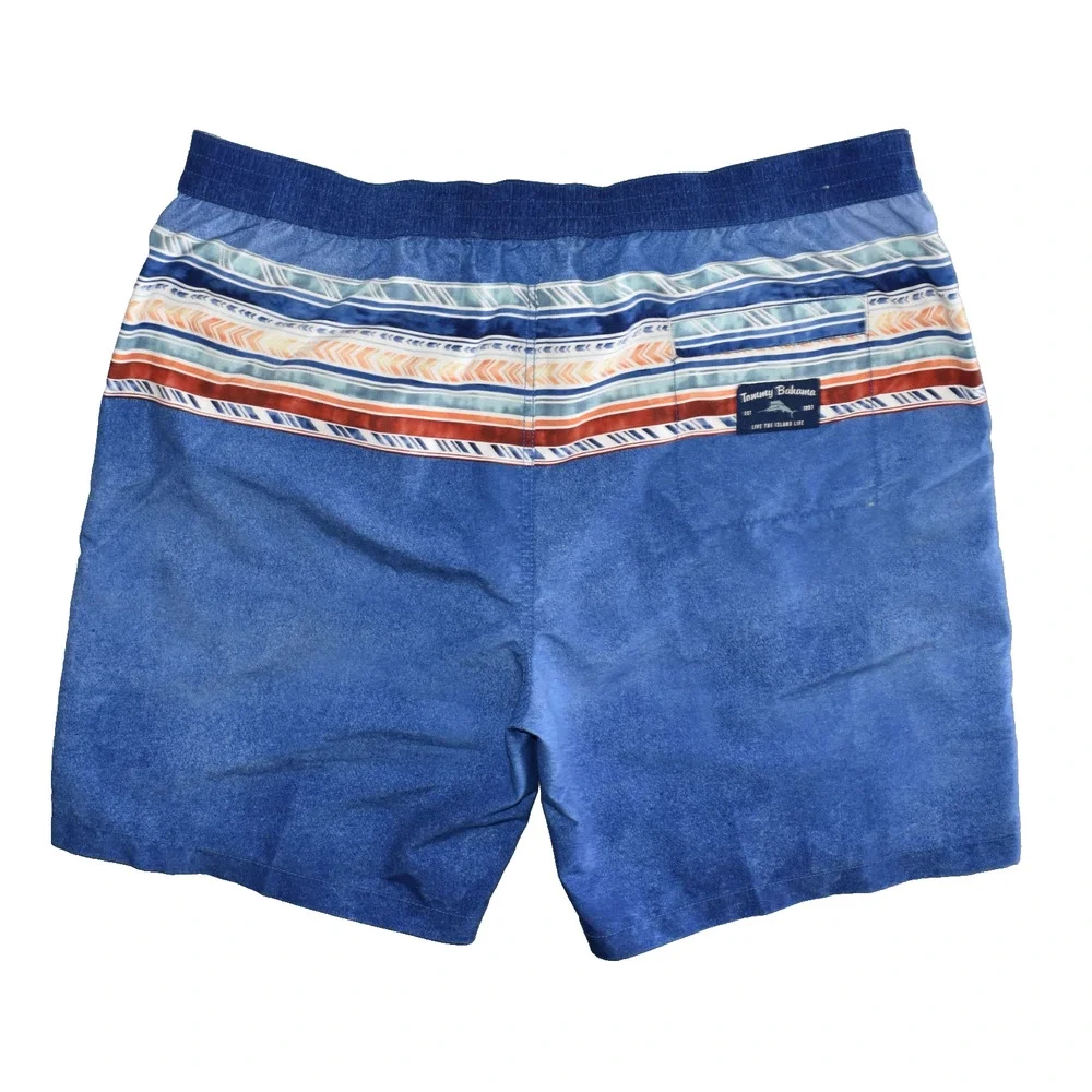 A6 NWT TOMMY BAHAMA Baja Beach Trek Turkish Sea Striped Board Shorts Sz XXL $99